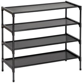 LOAKEKEL Shoe Rack, Non-Woven Fabric Portable 4 Tier Shoe Organizer