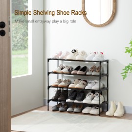 LOAKEKEL Shoe Rack, Non-Woven Fabric Portable 4 Tier Shoe Organizer