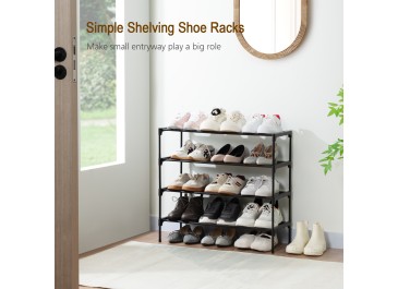 LOAKEKEL Shoe Rack, Non-Woven Fabric Portable 4 Tier Shoe Organizer