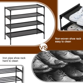 LOAKEKEL Shoe Rack, Non-Woven Fabric Portable 4 Tier Shoe Organizer