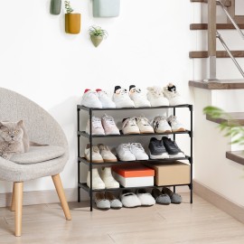 LOAKEKEL Shoe Rack, Non-Woven Fabric Portable 4 Tier Shoe Organizer