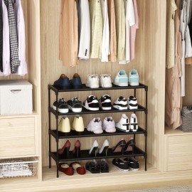 LOAKEKEL Shoe Rack, Non-Woven Fabric Portable 4 Tier Shoe Organizer