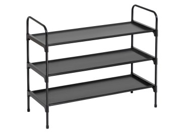 LOAKEKEL Shoe Rack, 3 Tier Non-Woven Fabric Portable Shoe Shelf, Space Saving Shoe Organizer for Closet, up to 12-16 Pairs, Shoe Storage for Entryway, Bedroom, Black HSRF03BK