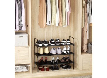 LOAKEKEL 3 Tier Non-Woven Fabric Portable Shoe Shelf