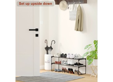 LOAKEKEL Shoe Rack, Black Metal 2 Tier Shoe Organizer for 12-15 Pairs