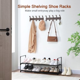 LOAKEKEL Shoe Rack, Black Metal 2 Tier Shoe Organizer for 12-15 Pairs