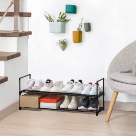 LOAKEKEL Shoe Rack, Black Metal 2 Tier Shoe Organizer for 12-15 Pairs