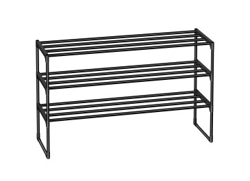 LOAKEKEL Shoe Rack, Black Metal 3 Tier Shoe Organizer for 16-20 Pairs, Space Saving Shoe Stand, Storage Shelf for Closet, Entryway, Hallway HSRM03BK