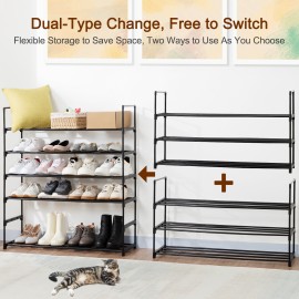 LOAKEKEL Shoe Rack, Black Metal 3 Tier Shoe Organizer for 16-20 Pairs, Space Saving Shoe Stand, Storage Shelf for Closet, Entryway, Hallway HSRM03BK