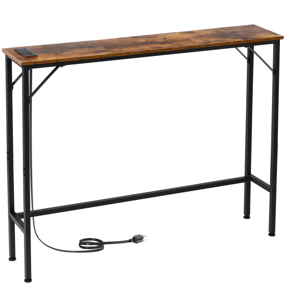 LOAKEKEL Narrow Console Table with Power Outlet & USB Port - 40 Inch Sofa Table for Couch, Entryway & Hallway