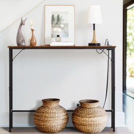 LOAKEKEL Narrow Console Table with Power Outlet & USB Port - 40 Inch Sofa Table for Couch, Entryway & Hallway