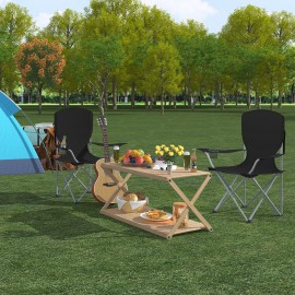 AMHANCIBLE Foldable Camping Chair, Set of 2, Folding Fishing Chairs with Cup Holder, High Backrest OCC02BK