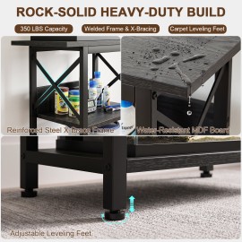 LOAKEKEL 10-20 Gallon Fish Tank Stand with Charging Station, Black