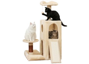Cute Cat Tree, Kitten Cat Tower for Indoor Cat, Small Cat Tree with Sisal Scratching Posts and Top Perch, Condo with Jump Platform, Cat Furniture Activity PMT01BW