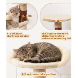 Cute Cat Tree, Kitten Cat Tower for Indoor Cat, Small Cat Tree with Sisal Scratching Posts and Top Perch, Condo with Jump Platform, Cat Furniture Activity PMT01BW