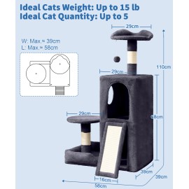 Cute Cat Tree, Kitten Cat Tower for Indoor Cat, Small Cat Tree with Sisal Scratching Posts and Top Perch, Condo with Jump Platform, Cat Furniture Activity PMT01DG