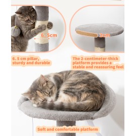 Cute Cat Tree, Kitten Cat Tower for Indoor Cat, Small Cat Tree with Sisal Scratching Posts and Top Perch, Condo with Jump Platform, Cat Furniture Activity PMT01GY