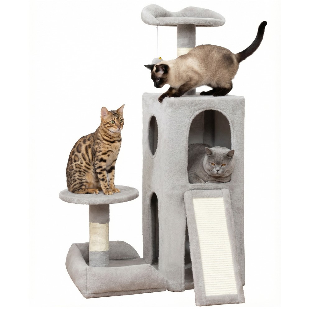 Cute Cat Tree, Kitten Cat Tower for Indoor Cat, Small Cat Tree with Sisal Scratching Posts and Top Perch, Condo with Jump Platform, Cat Furniture Activity PMT01GY