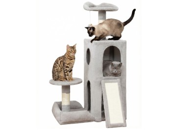 Cute Cat Tree, Kitten Cat Tower for Indoor Cat, Small Cat Tree with Sisal Scratching Posts and Top Perch, Condo with Jump Platform, Cat Furniture Activity PMT01GY