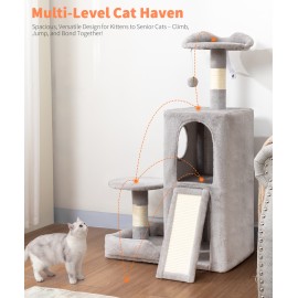 Cute Cat Tree, Kitten Cat Tower for Indoor Cat, Small Cat Tree with Sisal Scratching Posts and Top Perch, Condo with Jump Platform, Cat Furniture Activity PMT01GY