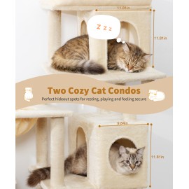 68 Inches Heavy Duty Cat Tree for Indoor Cat, Big Cat Tower with Sisal Scratching Posts and Top Perch, Large Platform for Adult Cats, PMT02BW, Beige