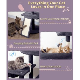 68 Inches Heavy Duty Cat Tree for Indoor Cat, Big Cat Tower with Sisal Scratching Posts and Top Perch, Large Platform for Adult Cats, PMT02DG, Dark Grey