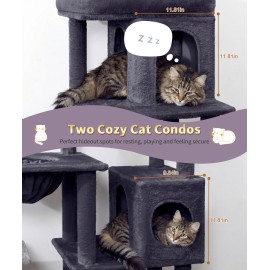 68 Inches Heavy Duty Cat Tree for Indoor Cat, Big Cat Tower with Sisal Scratching Posts and Top Perch, Large Platform for Adult Cats, PMT02DG, Dark Grey