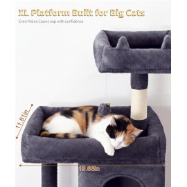 68 Inches Heavy Duty Cat Tree for Indoor Cat, Big Cat Tower with Sisal Scratching Posts and Top Perch, Large Platform for Adult Cats, PMT02DG, Dark Grey