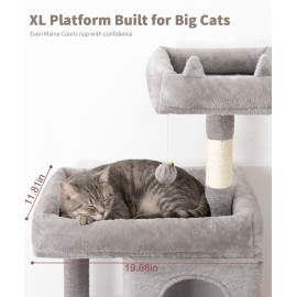 68 Inches Heavy Duty Cat Tree for Indoor Cat, Big Cat Tower with Sisal Scratching Posts and Top Perch, Large Platform for Adult Cats, PMT02GY, Grey