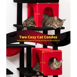 LIKISAK 68 Inches Heavy Duty Cat Tree for Indoor Cat, Big Cat Tower with Sisal Scratching Posts and Top Perch, Large Platform for Adult Cats, PMT02RD, Black Red