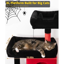LIKISAK 68 Inches Heavy Duty Cat Tree for Indoor Cat, Big Cat Tower with Sisal Scratching Posts and Top Perch, Large Platform for Adult Cats, PMT02RD, Black Red