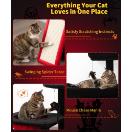 LIKISAK 68 Inches Heavy Duty Cat Tree for Indoor Cat, Big Cat Tower with Sisal Scratching Posts and Top Perch, Large Platform for Adult Cats, PMT02RD, Black Red