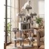 Heavy Duty Cat Tree for Indoor Cat, 71 Inch Large Cat Tower with Scratching Post and Top Perch, Hammock, Big Cat Condo for Adult Cats Kittens, PMT03GY, Grey