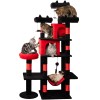 LIKISAK Heavy Duty Cat Tree for Indoor Cat, 71 Inch Large Cat Tower with Scratching Post and Top Perch, Hammock, Big Cat Condo for Adult Cats Kittens, PMT03RD, Black Red