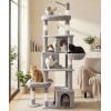 Heavy Duty Cat Tree for Indoor Cat, 74 Inch Cat Tower with Scratching Post, Hanging Basket, Cat Condo with Large Platform for Large Cats, PMT04GY, Grey