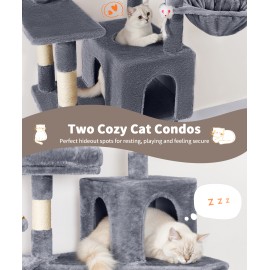 AMHANCIBLE Tall Cat Tree, 70 Inch Cat Tower for Indoor Cats, Multi-Level Cat Tree with Scratching Post, Hammock, Hanging Basket, Large Cat Condos for Adult Cats Kittens, Grey, PT18GY
