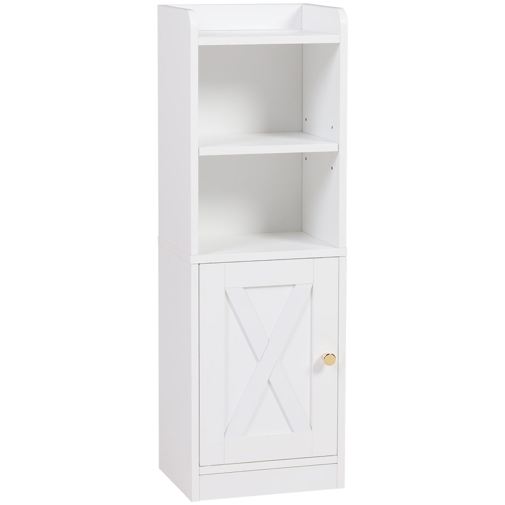 AMHANCIBLE 1pcs freestanding bathroom cabinet with cabinets, storage rack, four storage spaces for toiletries, towels and accessories, easy to assemble, white TBC01WT