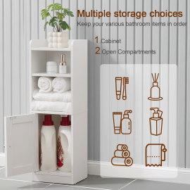 AMHANCIBLE 1pcs freestanding bathroom cabinet with cabinets, storage rack, four storage spaces for toiletries, towels and accessories, easy to assemble, white TBC01WT