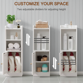 AMHANCIBLE 1pcs freestanding bathroom cabinet with cabinets, storage rack, four storage spaces for toiletries, towels and accessories, easy to assemble, white TBC01WT