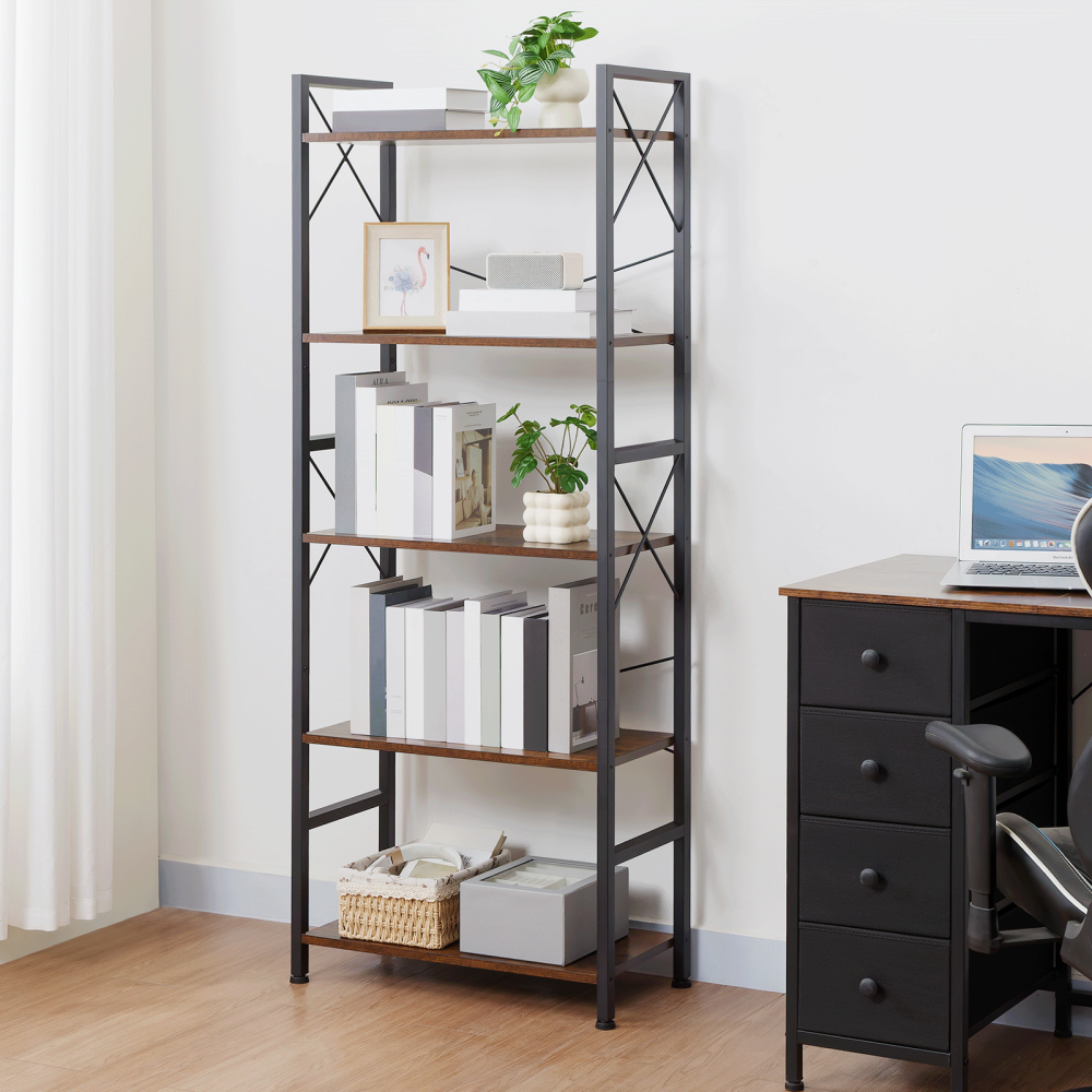 AMHANCIBLE Bibliothèque en bois à 5 niveaux de 61 cm (24 pouces) avec étagères ouvertes