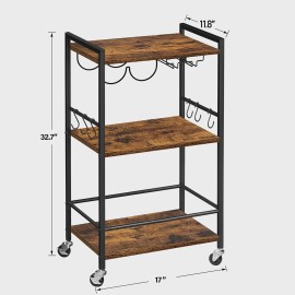 AMHANCIBLE Bar Cart with 3-Tier Shelf
