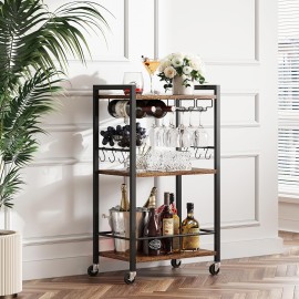 AMHANCIBLE Bar Cart with 3-Tier Shelf
