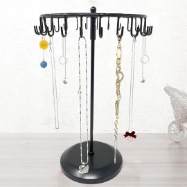 AMHANCIBLE Rotating Necklace Holder Jewelry Organizer Display Stand 15.7-Inch with 23 Hooks