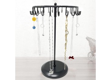 AMHANCIBLE Rotating Necklace Holder Jewelry Organizer Display Stand 15.7-Inch with 23 Hooks
