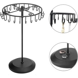 AMHANCIBLE Rotating Necklace Holder Jewelry Organizer Display Stand 15.7-Inch with 23 Hooks