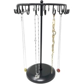 AMHANCIBLE Rotating Necklace Holder Jewelry Organizer Display Stand 15.7-Inch with 23 Hooks