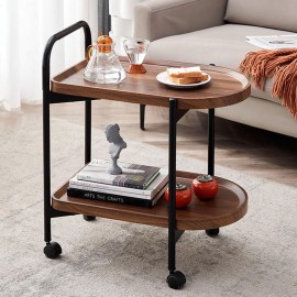 AMHANCIBLE 2-Tier Wood Tea Cart on Wheels