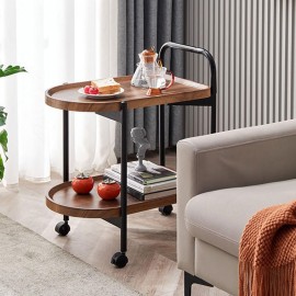 AMHANCIBLE 2-Tier Wood Tea Cart on Wheels